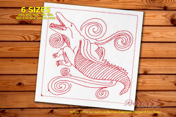 Crocodile Redwork: A Bold and Eye-Catching Design