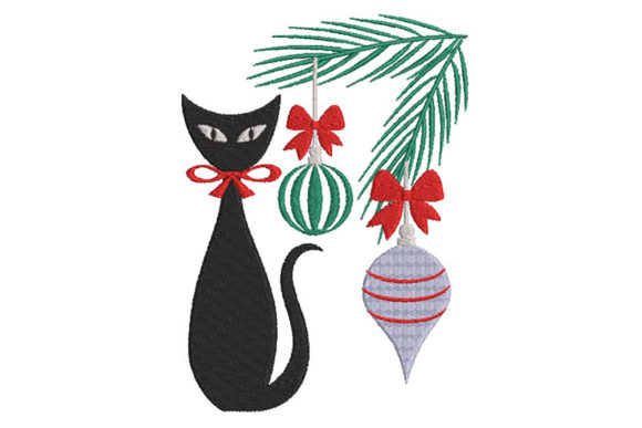Cute Black Cat Embroidery for Festive Gifts