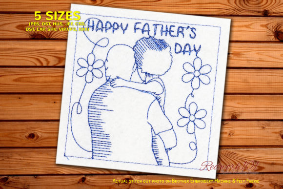 Fathers Day Greetings: A Cheerful Embroidery Design
