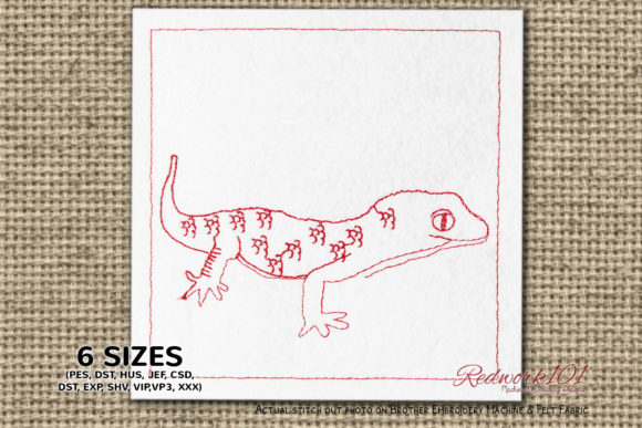 Gekkonidae Lineart: A Versatile Reptile Embroidery Design