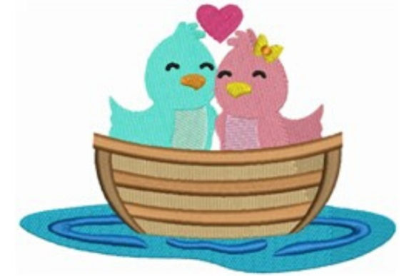 Love Boat - Love Birds: A Charming Embroidery Design