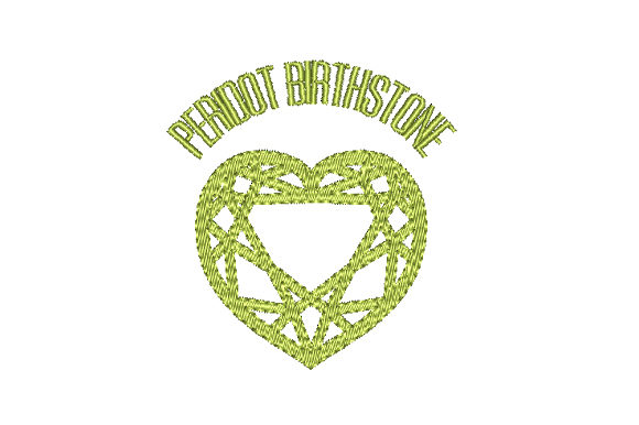 Peridot Birthstone Faceted Heart: A Charming Embroidery Design