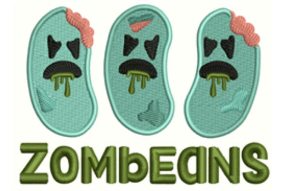 Zombeans: A Spooky Yet Playful Embroidery Design